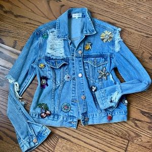 Sunset + Spring Embellished Denim Jacket - 100% Bloomingdales Exclusive Size S